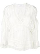 Iro Embroidered Flared Blouse - White