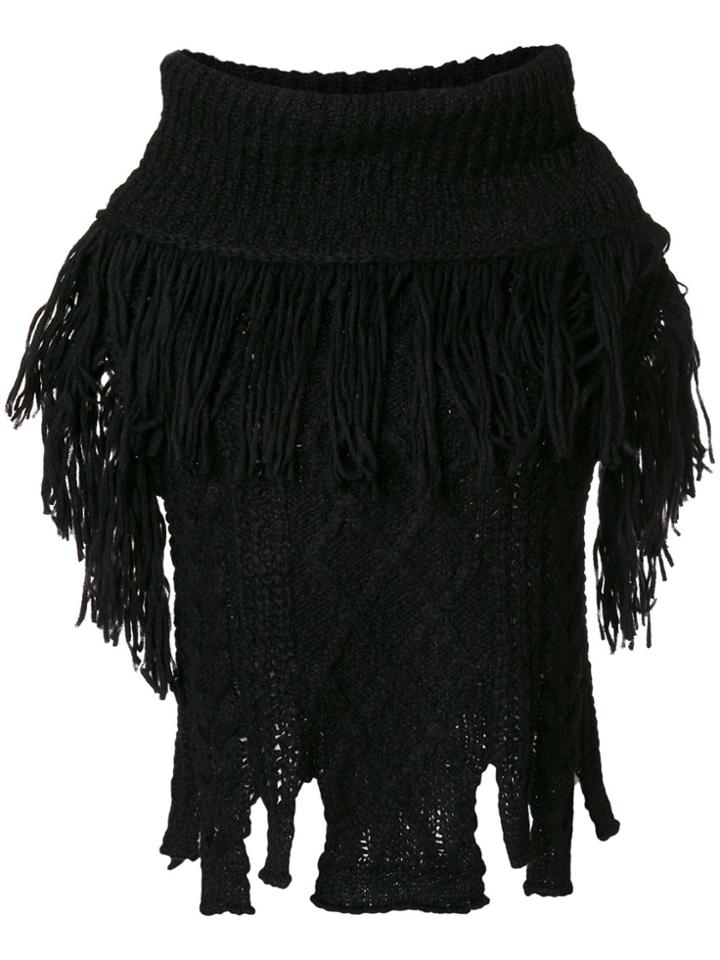 Philosophy Di Lorenzo Serafini Fringed Knit Cape - Black