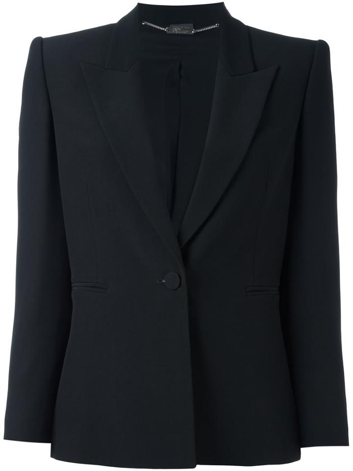 Alexander Mcqueen One Button Blazer, Women's, Size: 38, Black, Acetate/viscose/silk