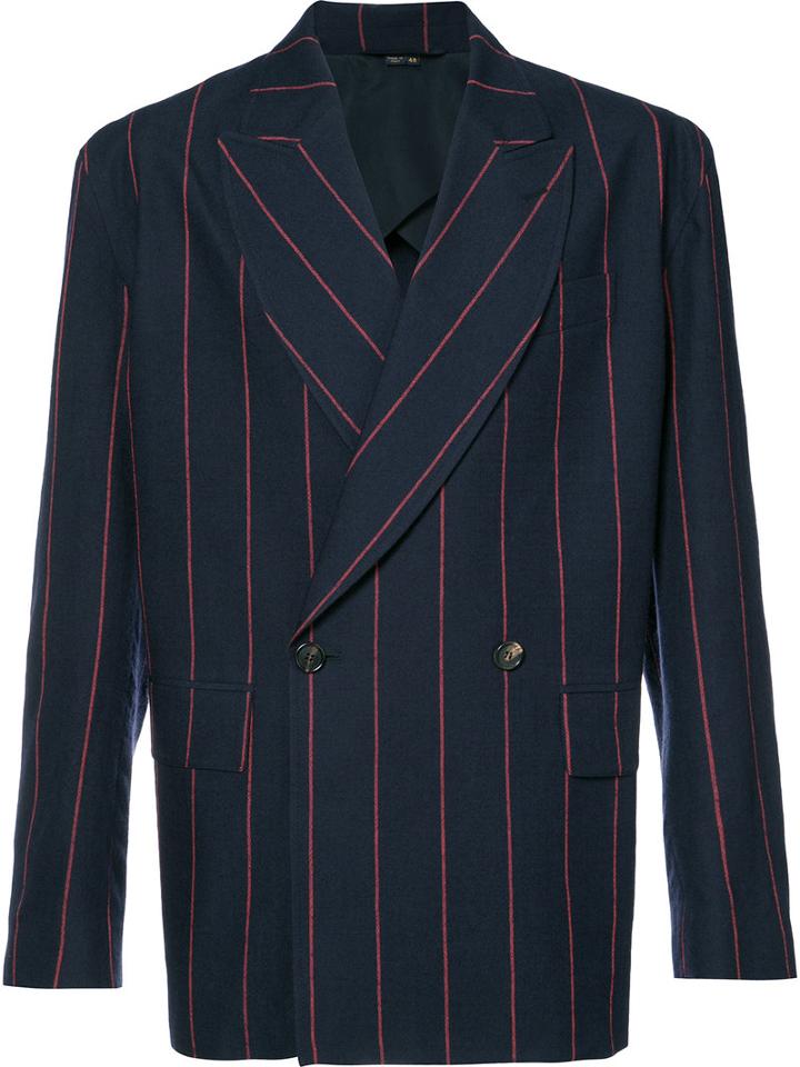 Vivienne Westwood Man - Boxy Striped Jacket - Men - Virgin Wool - 48, Blue, Virgin Wool