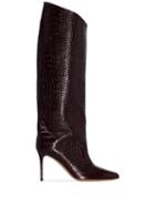 Alexandre Vauthier Alex 90mm Croc-effect Knee-high Boots - Brown
