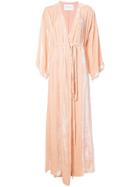 Vionnet Lace Trim Velvet Robe - Pink & Purple
