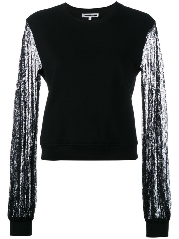 Mcq Alexander Mcqueen Lace Detail Blouse, Women's, Size: Small, Black, Cotton/polyamide