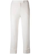 Fabiana Filippi - Cropped Pants - Women - Cotton/linen/flax/polyester/spandex/elastane - 46, White, Cotton/linen/flax/polyester/spandex/elastane