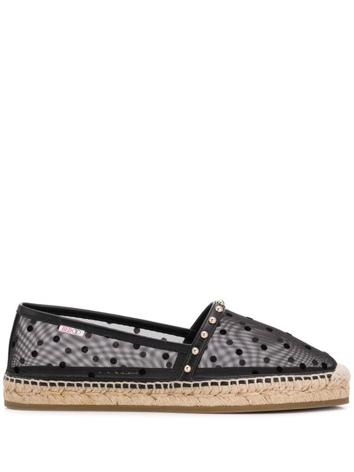 Red Valentino Polka-dot Mesh Espadrilles - Black