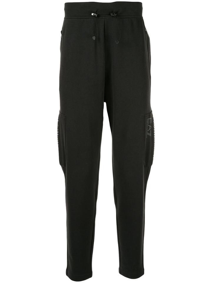 Ea7 Emporio Armani Drawstring Track Trousers - Black