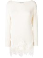 Ermanno Scervino Embroidered Hem Jumper - White