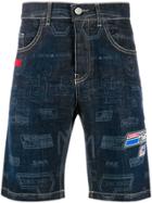 Frankie Morello Tonal Print Denim Shorts - Blue