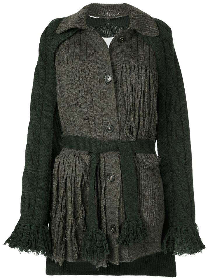 Maison Margiela Deconstructed Fringed Cardigan - Green