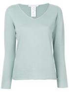 Fabiana Filippi Rolled Hem V-neck Sweater - Blue