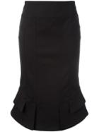 Tom Ford Flared Hem Fitted Skirt, Women's, Size: 42, Black, Cotton/spandex/elastane
