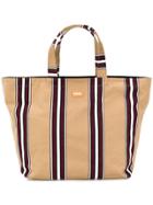 Msgm Striped Canvas Maxi Shopper - Brown