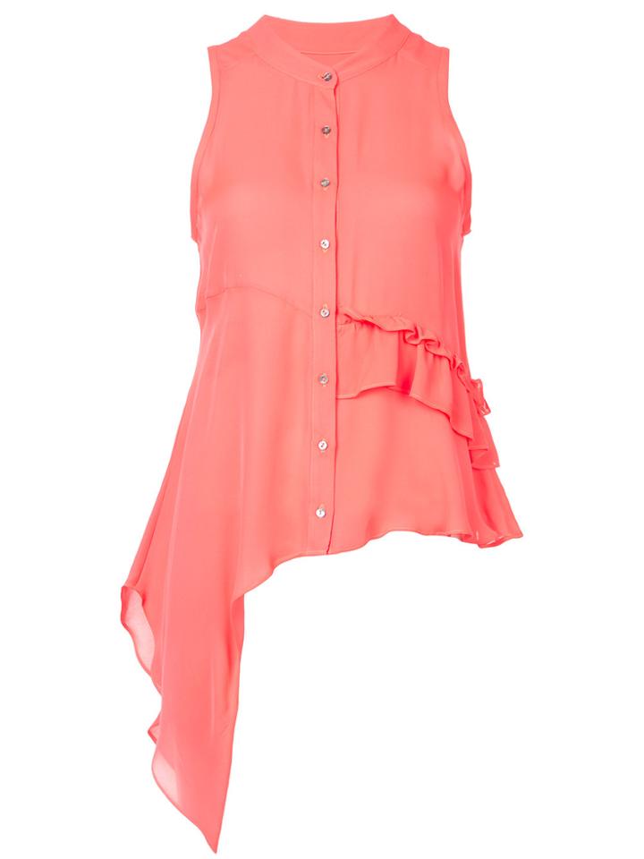 Nicole Miller Asymmetric Button Blouse - Pink & Purple