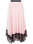 Cinq A Sept Lace-trimmed Ruffled Asymmetric Skirt - Pink & Purple