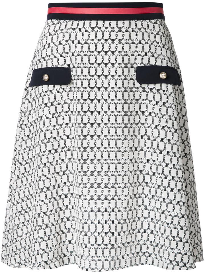 Loveless Printed Skirt, Women's, Size: 34, White, Polyester