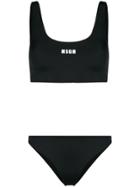 Msgm Logo Print Bikini - Black