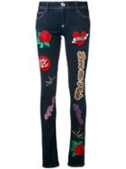 Philipp Plein 'teddy Boss' Patched Skinny Jeans - Blue