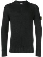 Stone Island Ribbed Fitted Sweater - Black