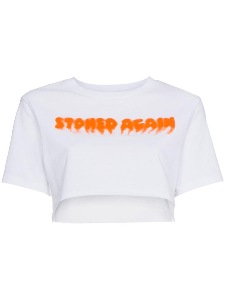 Heron Preston Stoned Again Cropped T Shirt - White