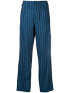 Closed - Vertical Stripe Flared Trousers - Women - Cotton - 28, Blue, Cotton
