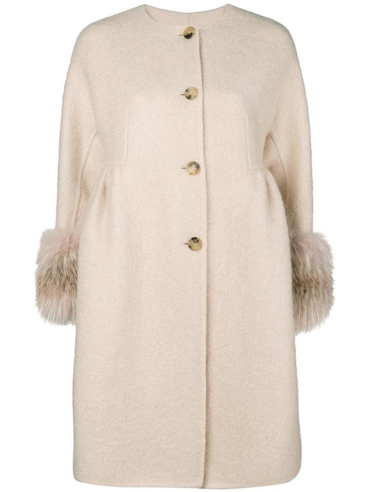 Ermanno Scervino Cuffed Cropped Sleeve Coat - Nude & Neutrals