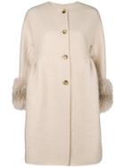 Ermanno Scervino Cuffed Cropped Sleeve Coat - Nude & Neutrals