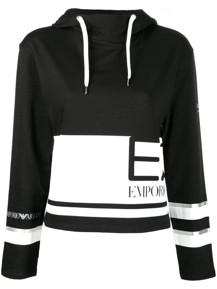 Ea7 Emporio Armani Two-tone Logo Hoodie - Black