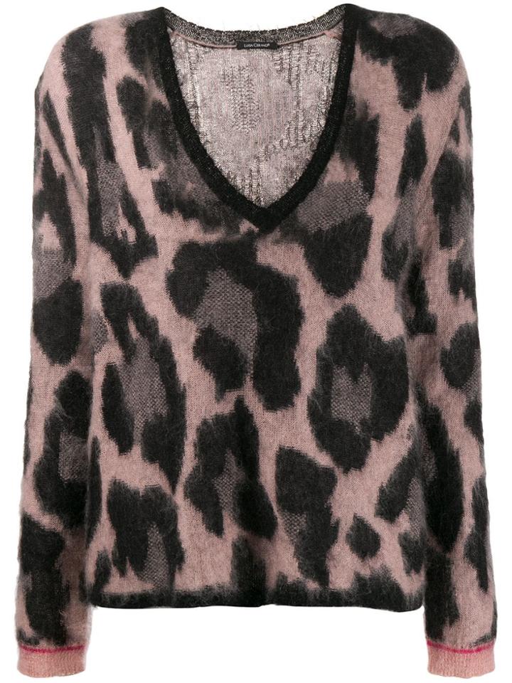 Luisa Cerano Fuzzy Leopard Pattern Jumper - Black