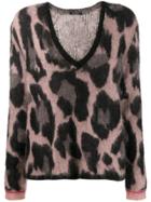 Luisa Cerano Fuzzy Leopard Pattern Jumper - Black