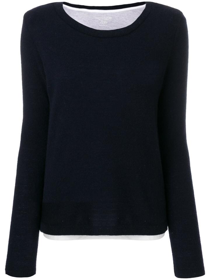 Majestic Filatures Round Neck Layered Jumper - Blue