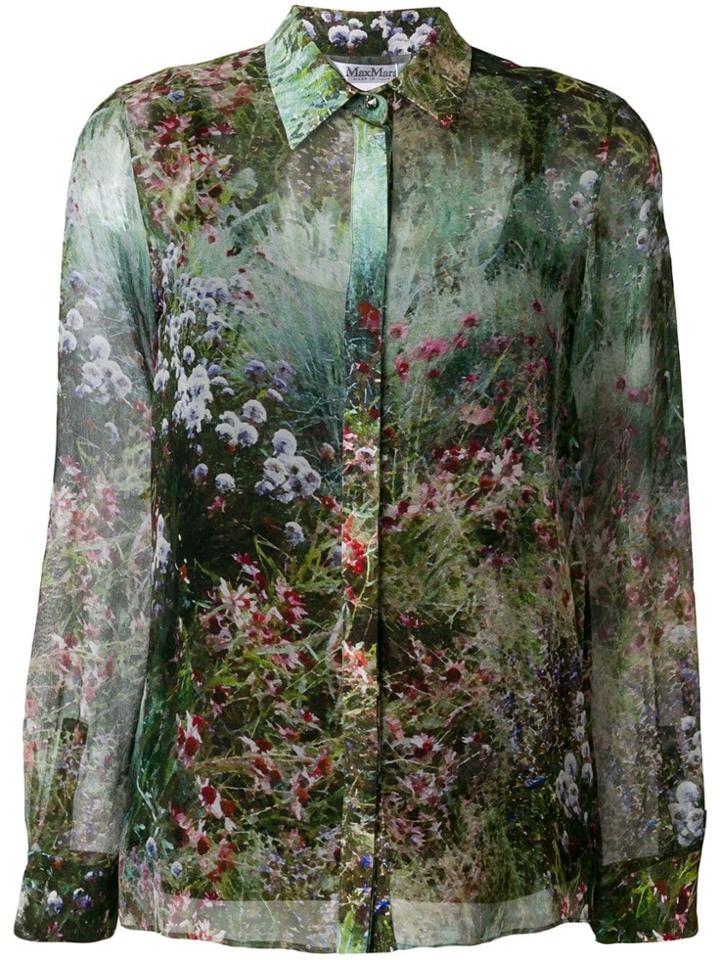 Max Mara Garden-print Shirt - Green