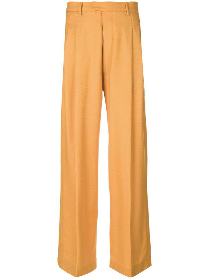 Eckhaus Latta Pleated Wide Leg Trousers - Yellow & Orange