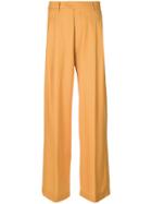 Eckhaus Latta Pleated Wide Leg Trousers - Yellow & Orange