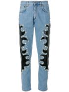 Moschino Studded Patch Straight Jeans - Blue