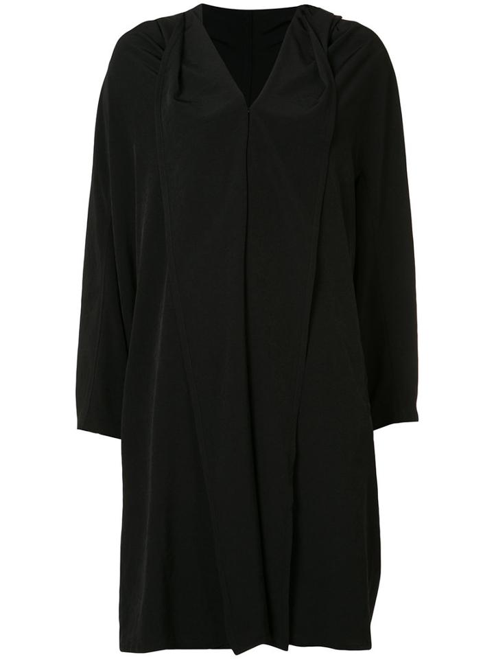 Y's Wide Lapel Coat, Women's, Size: 2, Black, Polyester/triacetate