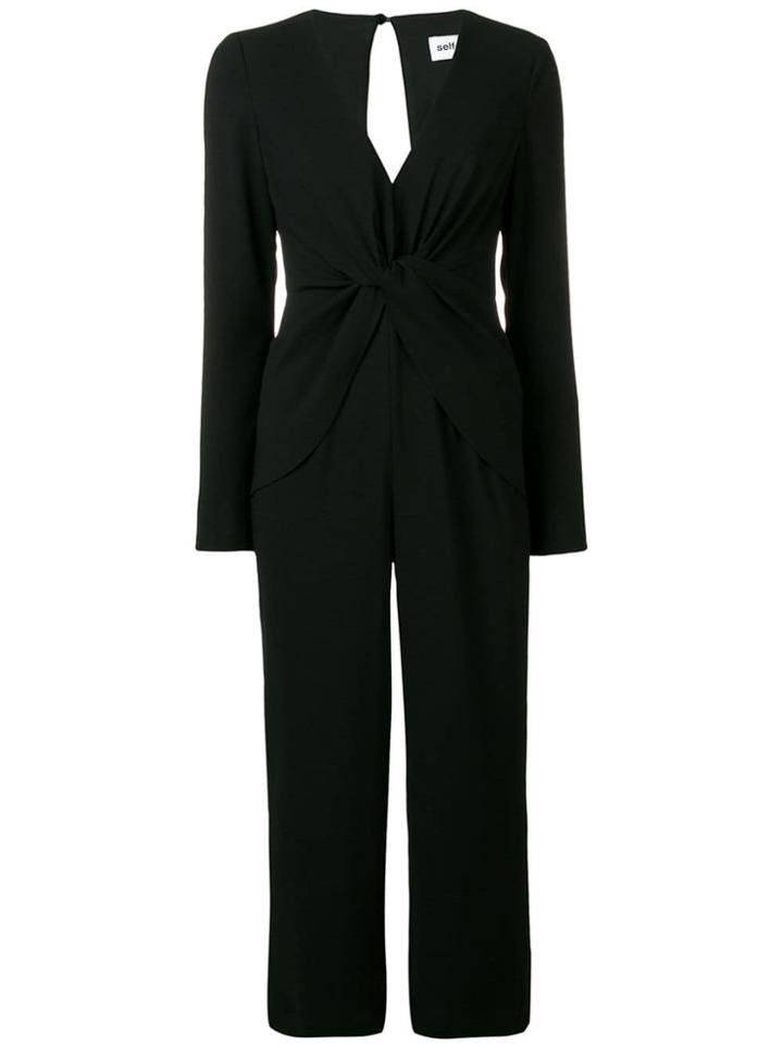 Self-portrait Knot Front Jumpsuit - Black