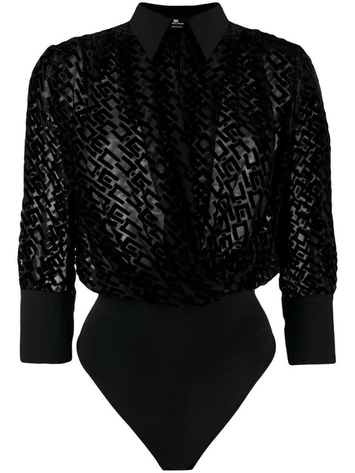 Elisabetta Franchi All-over Logo Body - Black