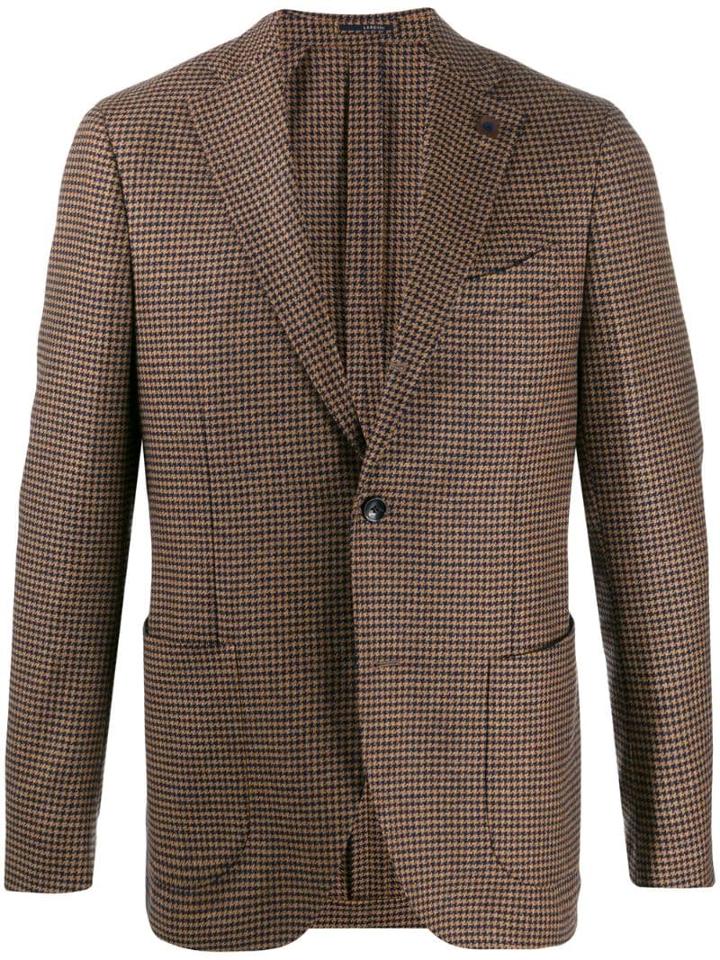 Lardini Houndstooth Wool Blazer - Neutrals