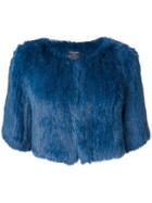 Yves Salomon Short Sleeve Cropped Jacket - Blue