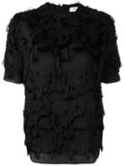 Carven Frayed T-shirt, Women's, Size: 40, Black, Viscose/acetate/silk