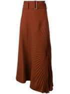 Victoria Beckham Pleated Side Detail Asymmetric Skirt - Brown