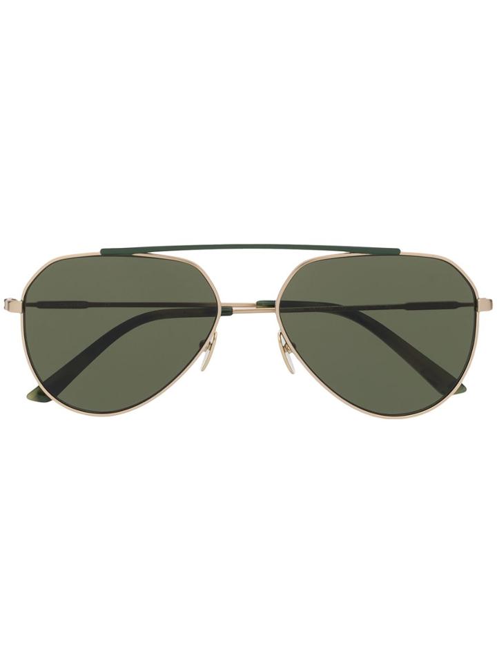 Calvin Klein Matte Finish Aviator Frame Sunglasses - Green