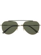 Calvin Klein Matte Finish Aviator Frame Sunglasses - Green