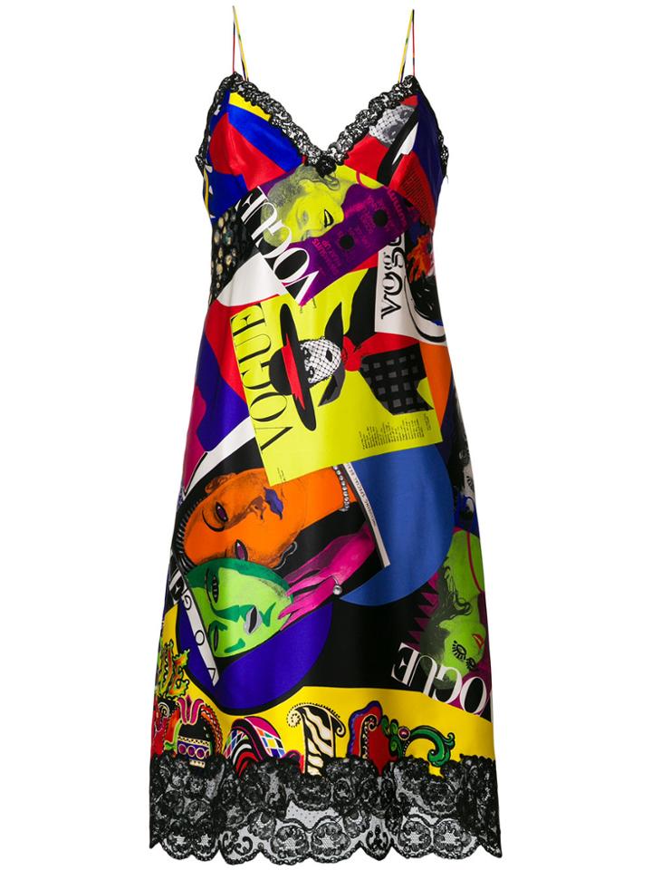 Versace Vogue Print Lace Camisole Dress - Multicolour
