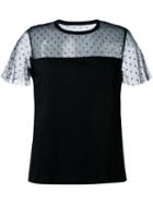 Red Valentino - Sheer Polka Dot T-shirt - Women - Cotton/polyamide - S, Black, Cotton/polyamide