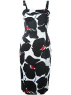 Boutique Moschino Floral Print Fitted Dress, Women's, Size: 44, Black, Cotton/other Fibres