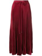 Tibi Midi Pleated Skirt - Red