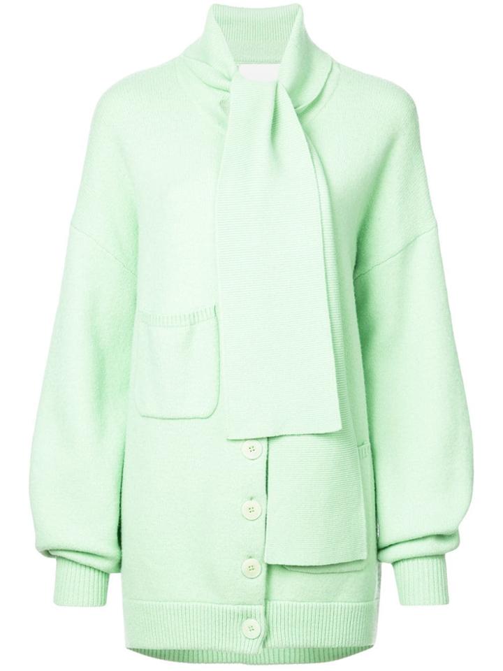 Tibi Tie Collar Oversized Cardigan - Green