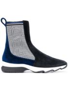 Fendi Panelled Ankle Boots - Black