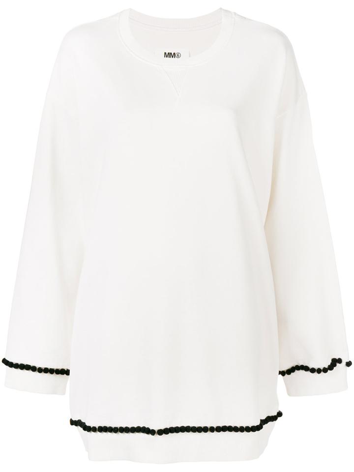 Mm6 Maison Margiela Contrast Pompom Jumper - White
